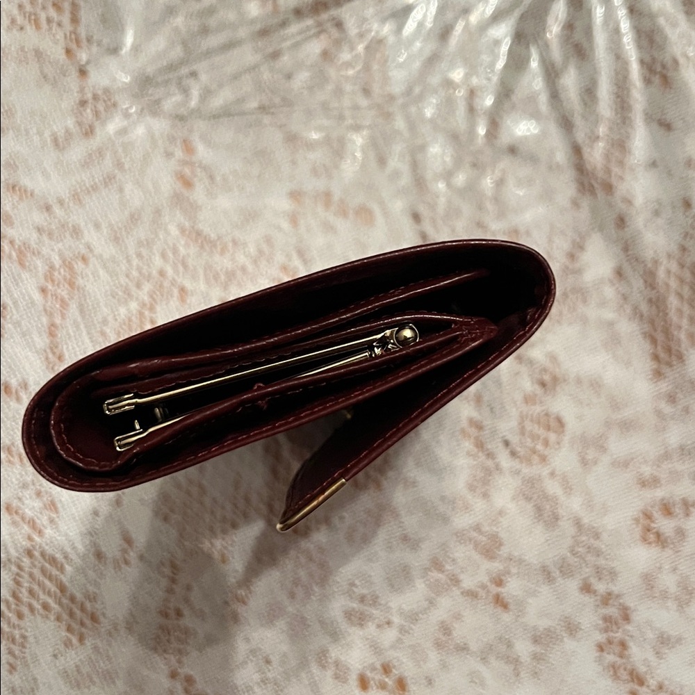 VINTAGE CARTIER kiss lock Burgundy Bordeaux Leather Clutch wallet leather - Picture 10 of 16